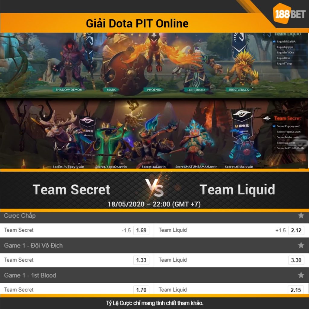 Soi kèo eSport giải Dota PIT Online: Team Secret vs Team Liquid