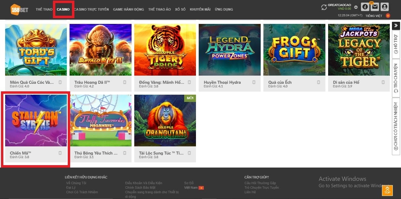 Tìm game slot Chiến Mã trong mục Casino Chơi Ngay Game Chiến Mã Với Hàng Ngàn Vòng Quay Miễn Phí