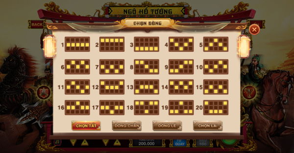 Các dòng cược trong game Hướng Dẫn Ngũ Hổ Tướng Và Mẹo Chơi Cho Các Tân Thủ Hay Nhất