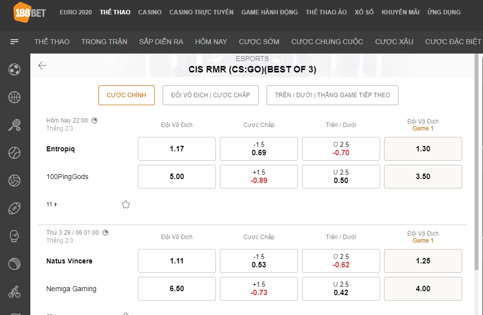 Hướng dẫn chơi cá cược CSGO tại nhà cái 188Bet CS:GO Là Gì? Hướng Dẫn Cách Cá Cược Giải CS:GO Tại 188bet