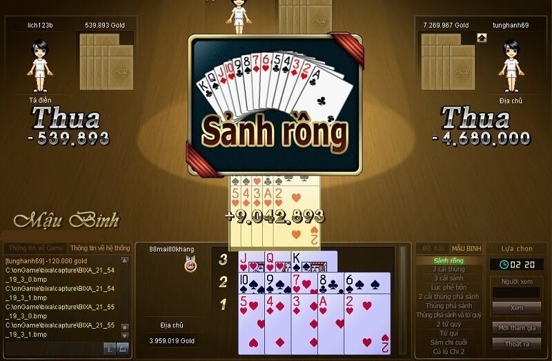 Sảnh rồng trong Mậu Binh Sảnh Rồng Là Gì? Hướng Dẫn Cách Chơi Bài Sảnh Rồng Đơn Giản