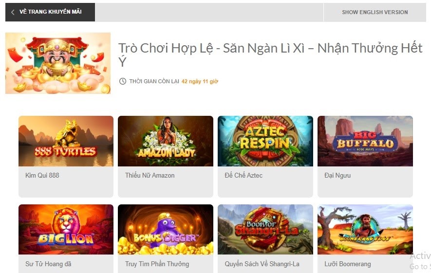 Thành viên phải tham gia trò slot game nằm trong danh sách hợp lệ của 188BET Tham Gia Khuyến Mãi Săn Ngàn Lì Xì – Nhận Thưởng Hết Ý
