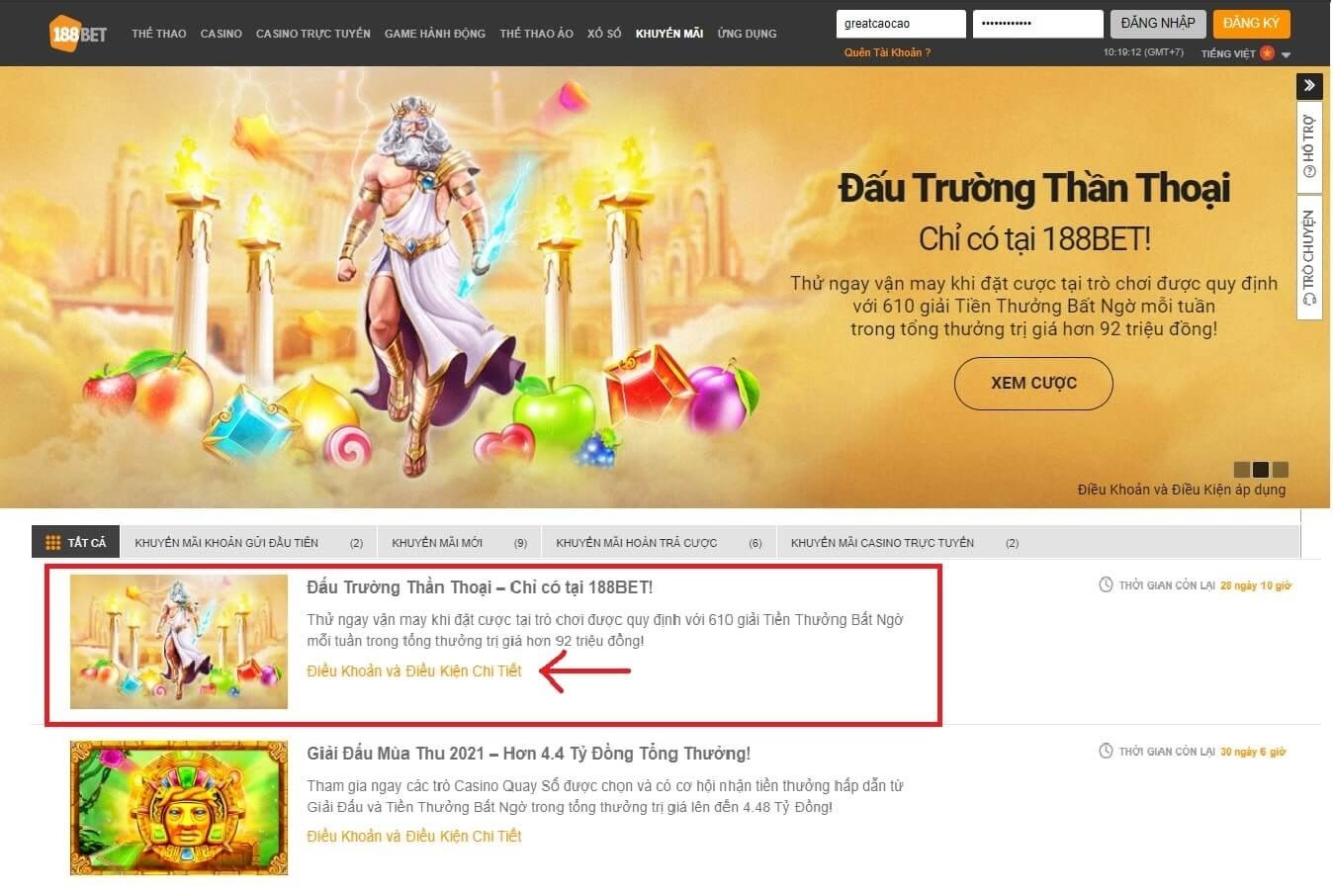 Nắm rõ thể lệ chương trình trước khi tham gia khuyến mãi Khuyến Mãi Đấu Trường Thần Thoại 188BET Thắng Hơn 92 Triệu