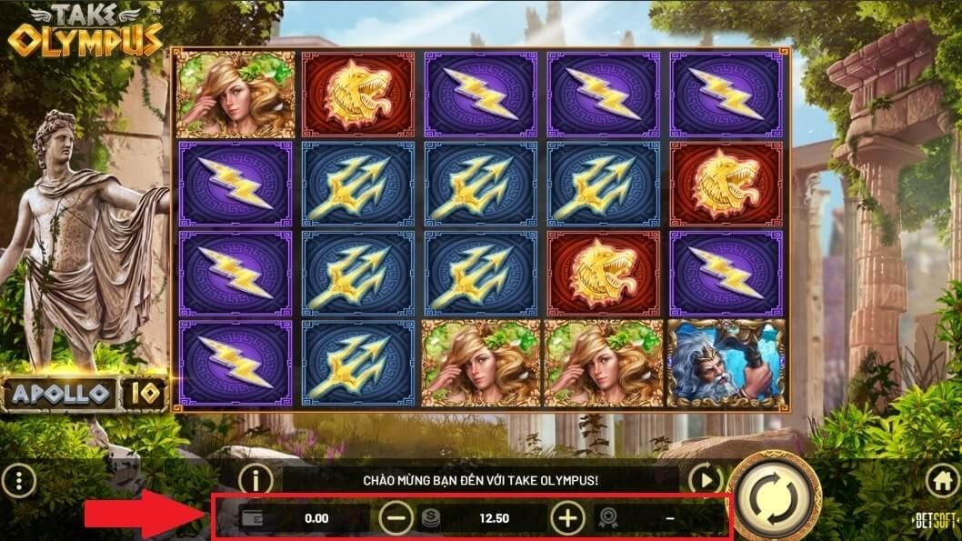 Giao diện chính trong game Hướng tới đỉnh Olympus: Game thần thoại đặc sắc 2000x thưởng