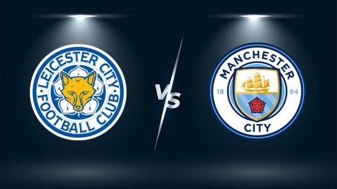 versus vs screen with two focus light effect Leicester City vs Manchester City