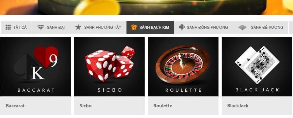 Các trò chơi trên Sảnh Bạch Kim tham gia sự kiện Nhận Thưởng Lên Đến 112 Triệu Tại 188Bet Với Sảnh Bạch Kim