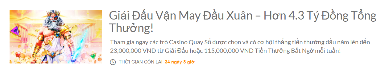 Vận May Đầu Xuân là giải đấu có giá trị tiền thưởng cực lớn Vận May Đầu Xuân là giải đấu có giá trị tiền thưởng cực lớn