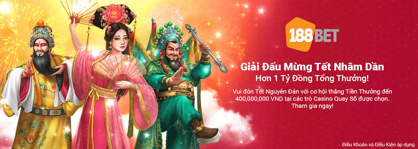 Nhà cái 188bet liên tục tung ra các khuyến mãi ngày tết. Giải trí ngày tết Nhâm Dần Hơn 1 Tỷ Đồng tại 188bet