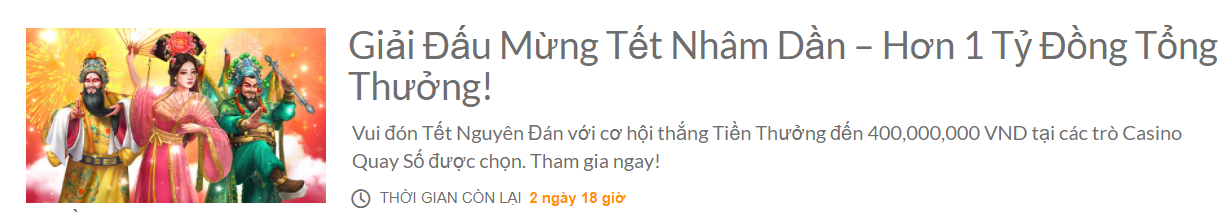 Nhà cái 188bet liên tục tung ra các khuyến mãi ngày tết. Giải trí ngày tết Nhâm Dần Hơn 1 Tỷ Đồng tại 188bet