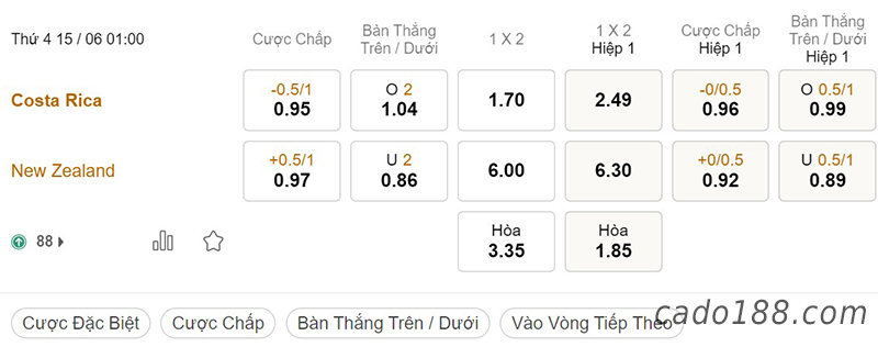 Costa Rica vs New Zealand, 01h00, vòng loại World Cup 2022