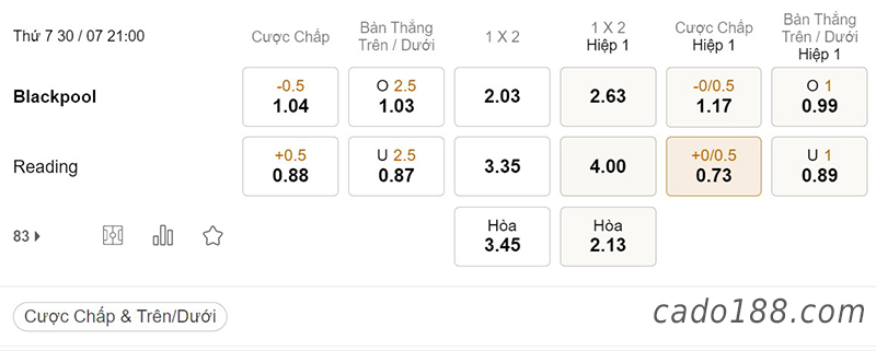 Blackpool vs Reading, 21h00, Championship