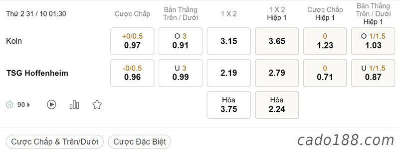 Soi kèo xiên ngày 31/10 Koln vs Hoffenheim, 01h30, Bundesliga