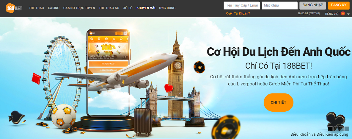 Đặt thành công ít nhất 2 cược để tham gia khuyến mãi Du lịch Anh Quốc Du lịch Anh Quốc - Cơ hội độc quyền chỉ có tại 188bet