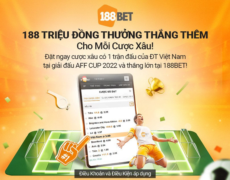 Chương trình khuyến mãi nhận thưởng thêm cược xâu tại 188BET khuyến mãi nhận thưởng thêm cược xâu tại 188BET