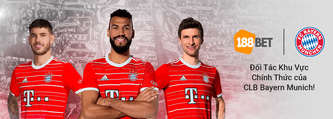 188BET – Đối Tác Khu Vực Chính Thức của CLB Bayern Munich! 188BET - Đối Tác Khu Vực Chính Thức của CLB Bayern Munich!