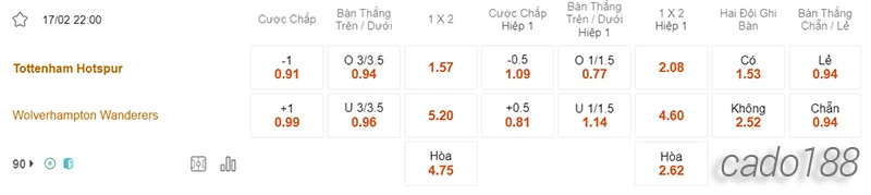 Nhận định soi kèo Tottenham vs Wolves, 22h00 ngày 17.02-2