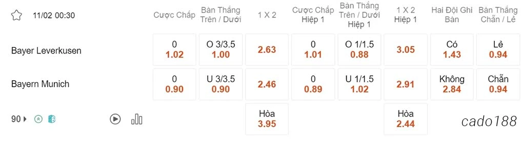 Leverkusen vs FC Bayern Munich, 00h30, Bundesliga