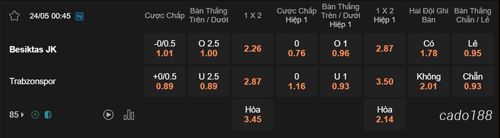 Nhận định kèo xiên ngày 24/05 Besiktas vs Trabzonspor, 00h45, Cúp Thổ Nhĩ Kỳ