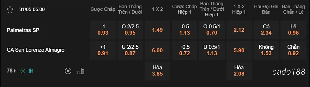 Nhận định kèo xiên 31/05 Palmeira vs San Lorenzo, 05h00, Copa Libertadores