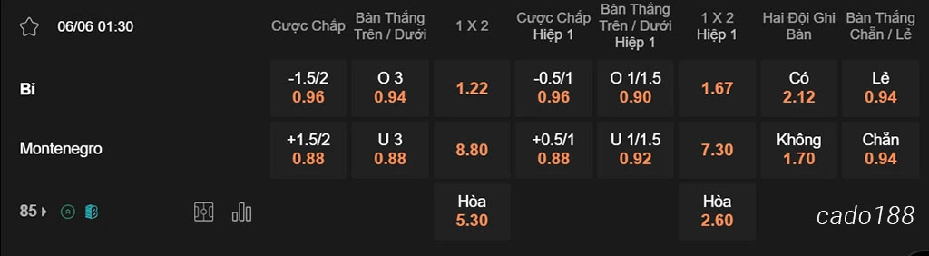 Bỉ vs Montenegro, 01h30, Giao hữu Quốc tế